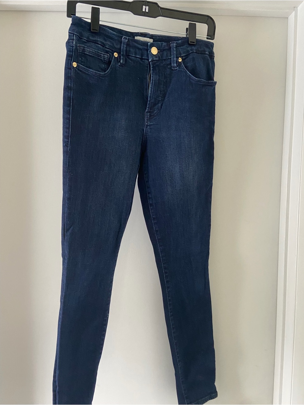 Good American Navy Skinny Jeans with Gold Hardware